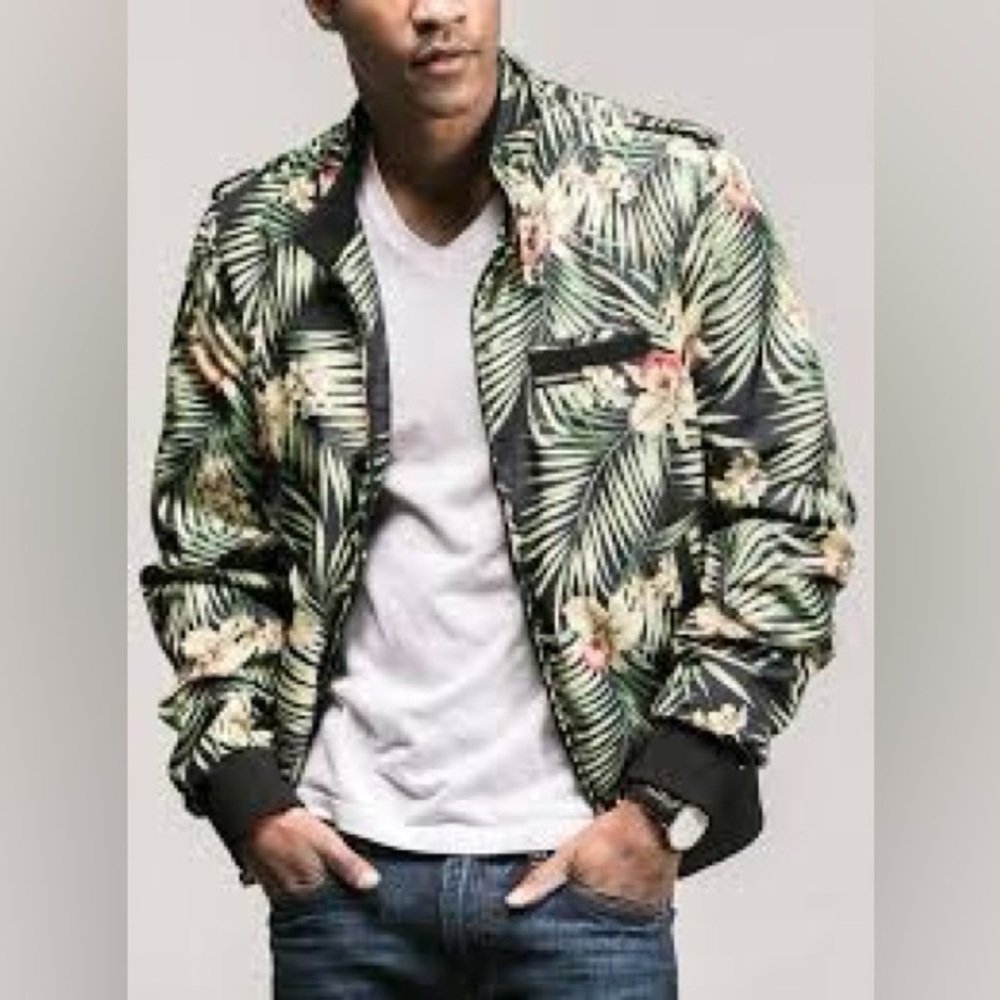 Members Only Rare Pattern Tropical Windbreaker Light Jacket Size Small